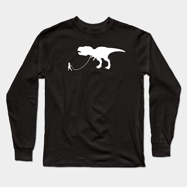 T-Rex Dinosaur Pet on Leash Long Sleeve T-Shirt by larfly